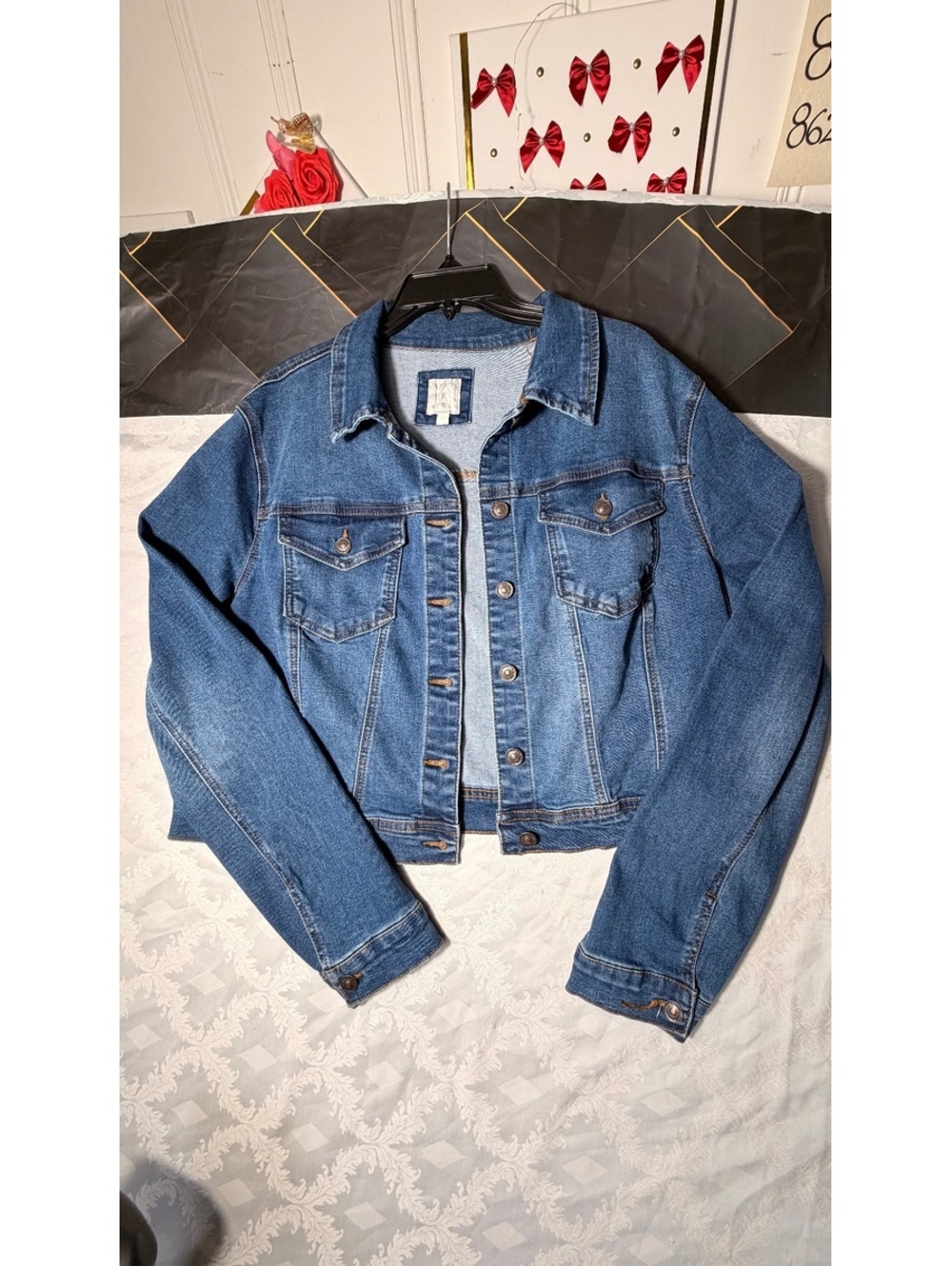 Wax Jean Women's Denim Jacket Size Blue Classic Button-Up